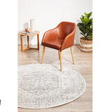 Madison Silver Faded Vintage Medallion Round Rug
