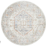 Madison Silver Faded Vintage Medallion Round Rug