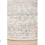 Madison Silver Faded Vintage Medallion Round Rug