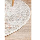 Madison Silver Faded Vintage Medallion Round Rug
