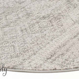 Mystique Silver White Vintage Patterned Round Rug