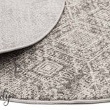Mystique Silver White Vintage Patterned Round Rug