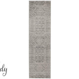 Mystique Silver White Vintage Patterned Hallway Runner