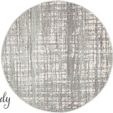 Mystique Silver White Crosshatch Round Rug