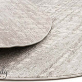 Mystique Silver White Crosshatch Round Rug