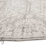 Mystique Silver White Suzani Prints Transitional Round Rug