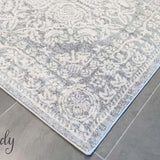 Mystique Silver White Suzani Prints Transitional Rug