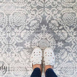 Mystique Silver White Suzani Prints Transitional Rug