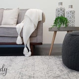 Mystique Silver White Suzani Prints Transitional Rug