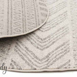 Mystique Grey and White Tribal Imprints Round Rug