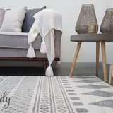 Mystique Grey and White Tribal Imprints Rug