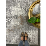 Medina Grey Beige Distressed Medallion Transitional Rug