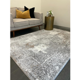 Medina Grey Beige Distressed Medallion Transitional Rug