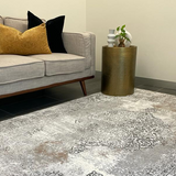 Medina Grey Beige Distressed Medallion Transitional Rug