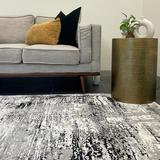 Medina Grey Black Abstract Lines Rug