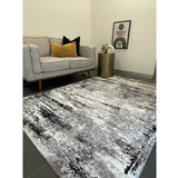 Medina Grey Black Abstract Lines Rug