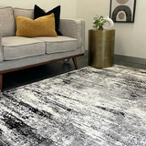 Medina Grey Black Abstract Lines Rug