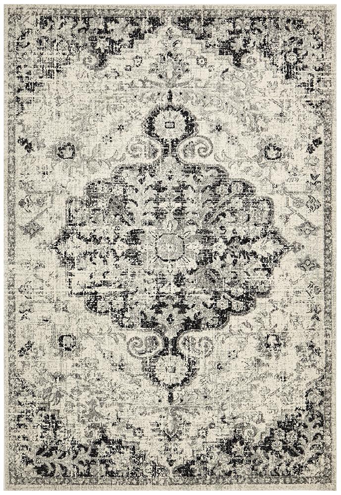 Maya Charcoal Medallion Transitional Rug