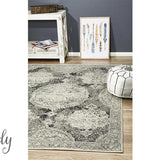 Maya Charcoal Grey Medallion Transitional Rug
