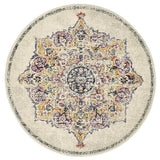 Maya Ivory Medallion Transitional Round Rug