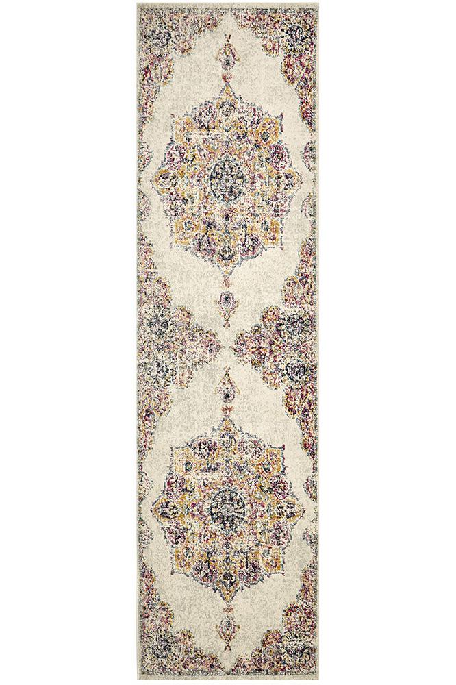 Maya Ivory Medallion Transitional Hallway Runner