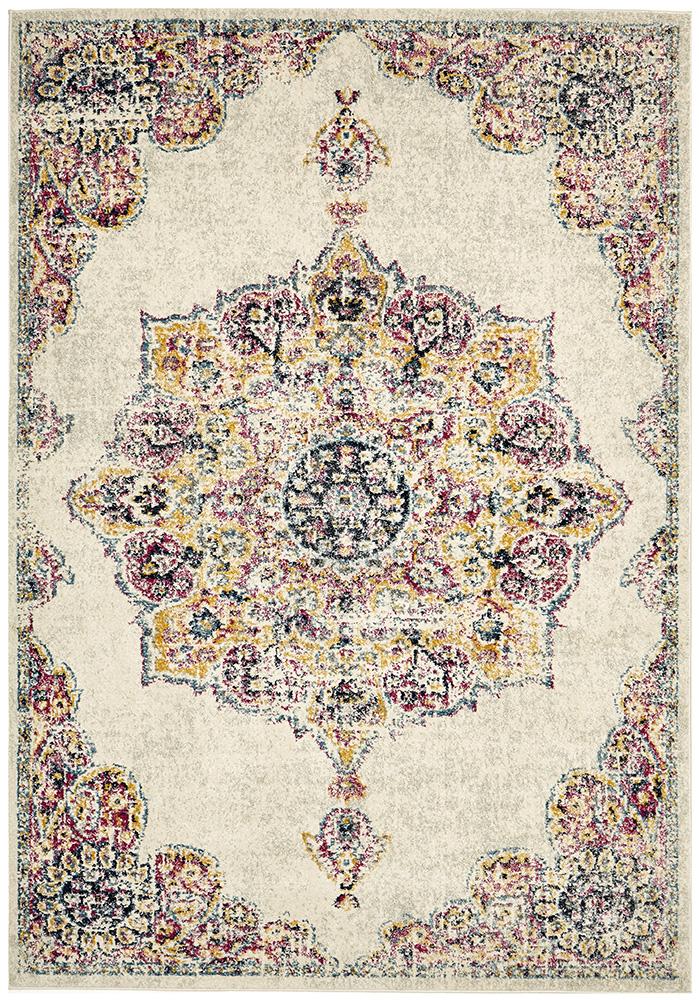 Maya Ivory Medallion Transitional Rug