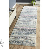 Maya Blue Geometric Medallion Transitional Hallway Runner