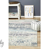 Maya Blue Geometric Medallion Transitional Rug