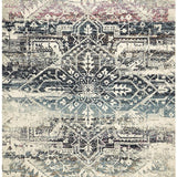 Maya Blue Geometric Medallion Transitional Rug