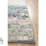 Maya Blue Geometric Medallion Transitional Hallway Runner