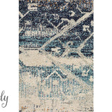 Maya Blue Geometric Medallion Transitional Hallway Runner