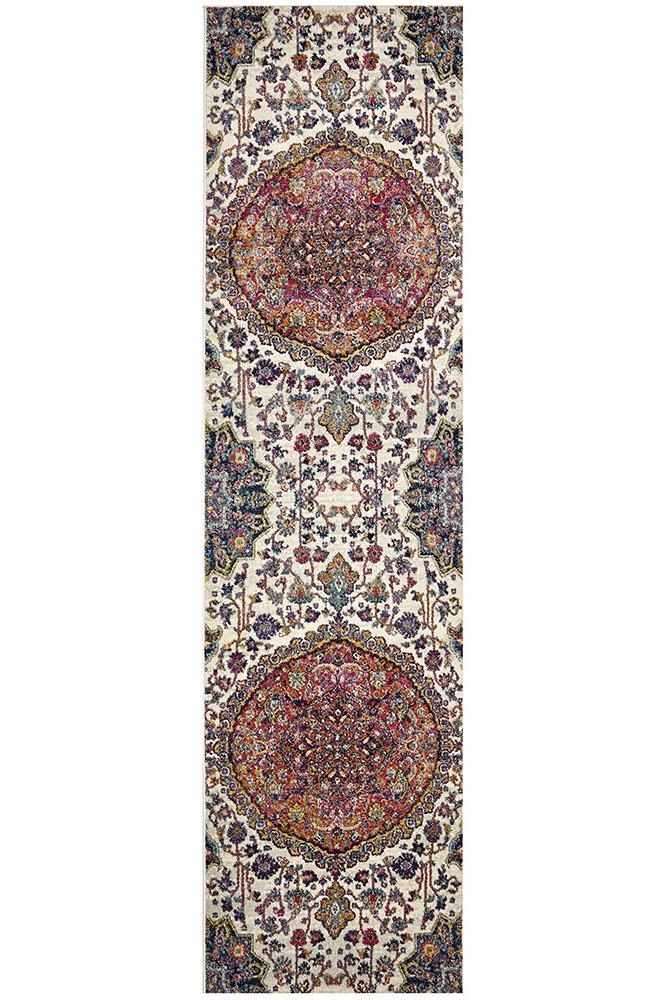 Maya Multicoloured Flower Transitional Hallway Runner