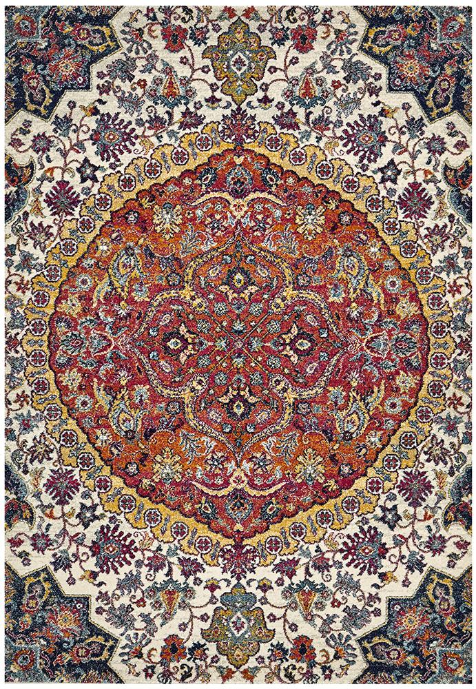 Maya Multicoloured Flower Transitional Rug