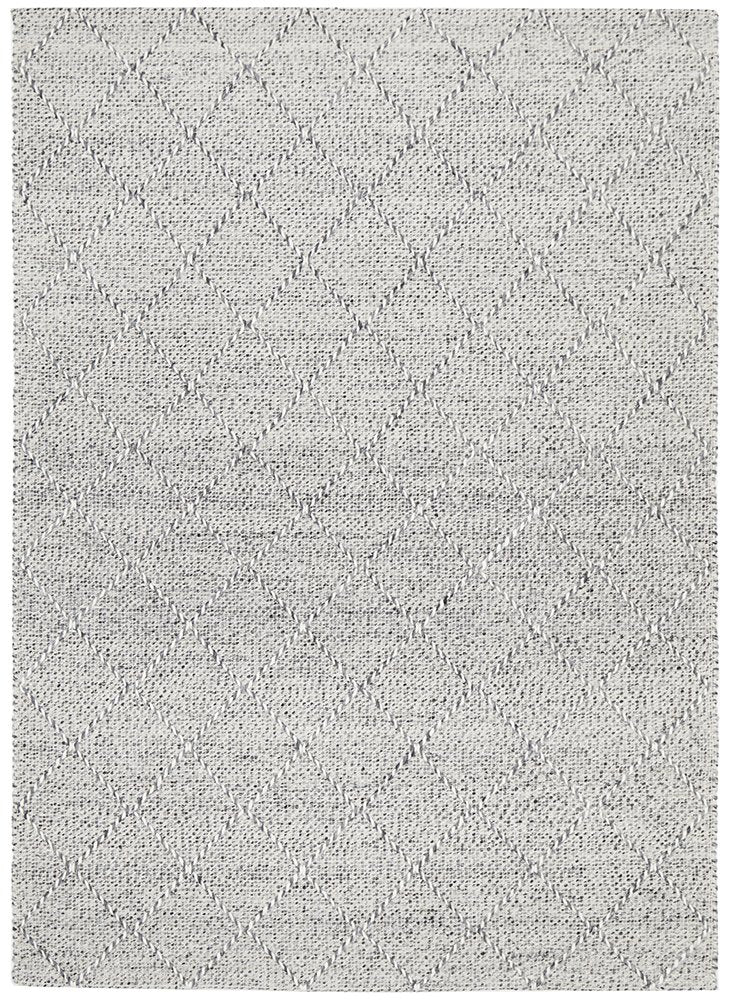 Macey Grey Marble Lattice Wool Rug