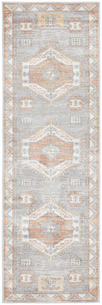 Madison Grey Terracotta Aztec Medallion Hallway Runner Rug