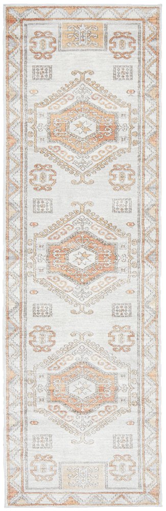 Madison Light Grey Terracotta Aztec Medallion Hallway Runner Rug
