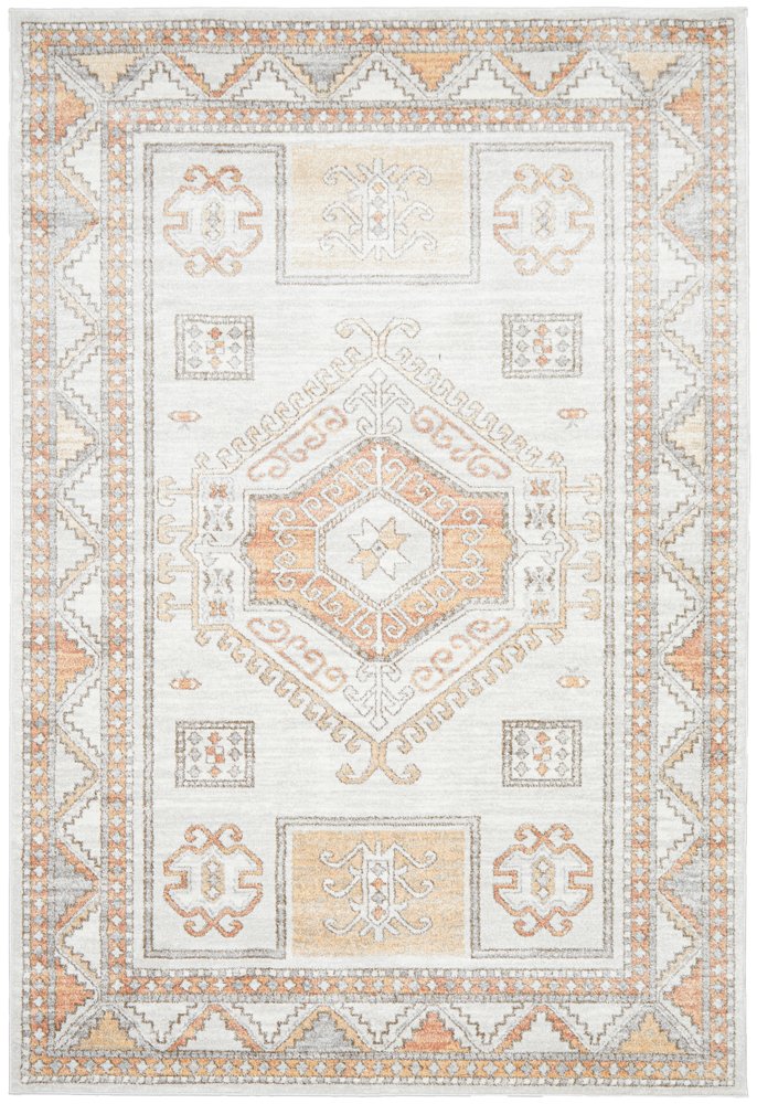 Madison Light Grey Terracotta Aztec Medallion Rug