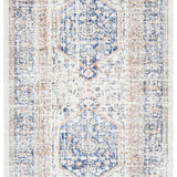 Madison Navy Orange Faded Vintage Medallion Hallway Runner Rug