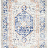 Madison Navy Orange Faded Vintage Medallion Rug