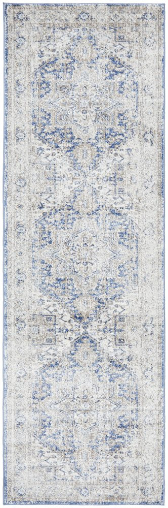 Madison Ocean Navy Faded Vintage Medallion Hallway Runner Rug