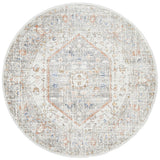 Madison Silver Faded Vintage Medallion Round Rug
