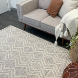 Macey Ivory Black Ethnic Print Wool Rug