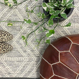 Macey Ivory Black Ethnic Print Wool Rug