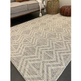 Macey Ivory Black Ethnic Print Wool Rug
