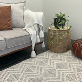 Macey Ivory Black Ethnic Print Wool Rug