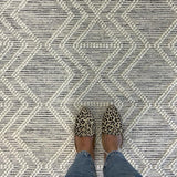 Macey Ivory Black Ethnic Print Wool Rug