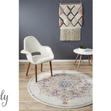 Maya Ivory Medallion Transitional Round Rug