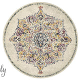 Maya Ivory Medallion Transitional Round Rug
