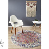 Maya Multicoloured Flower Transitional Round Rug