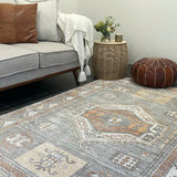 Madison Grey Terracotta Aztec Medallion Rug